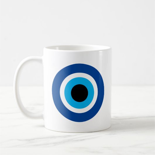 Blue Mati Evil Eye symbool koffie mok print (Links)