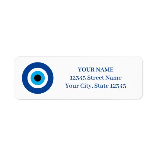 Blue Mati Evil Eye symbool retouradres stickers (Voorkant)