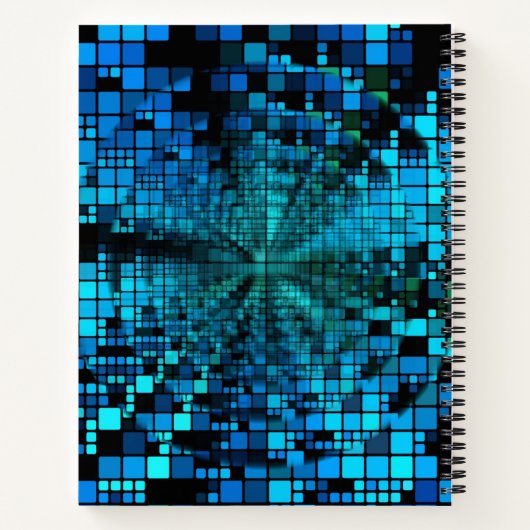 Blue Matrix Pixel Vortex | Gepersonaliseerd Notitieboek (Achterkant)