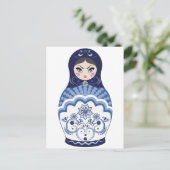 Blue Matryoshka Doll Briefkaart (Staand voorkant)