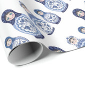 Blue Matryoshka Dolls Cadeaupapier (Rol Hoek)