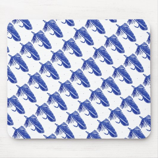 "Blue Matuka - Tiled" klassieke forel Fly Mousepad Muismat (Voorkant)