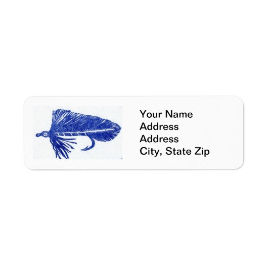 Blue Matuka Trout Fly Return Address Label (Voorkant)