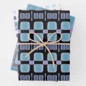 Blue Mauve Paars Black Inpakpapier Vel (In situ)