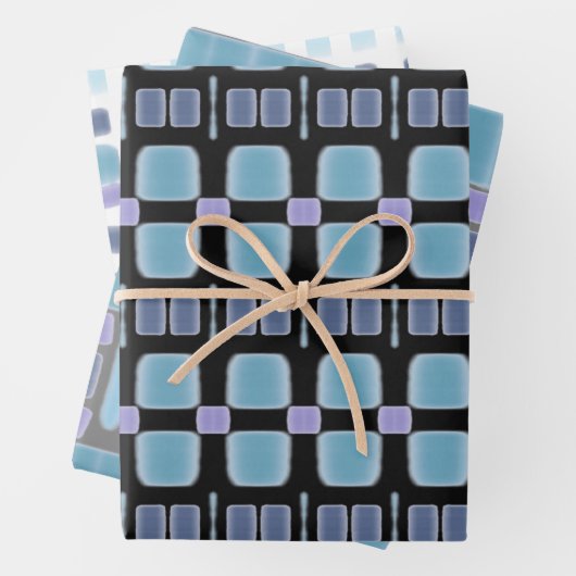 Blue Mauve Paars Black Inpakpapier Vel (In situ)