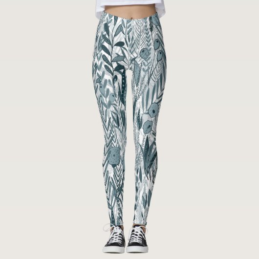 Blue Maximalist Garden Leggings (Voorkant)