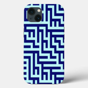 Blue Maze Art Patroon iPhone 13 Hoesje