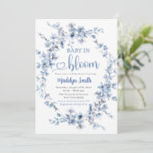Blue Meadow Boho Baby in Bloom Baby shower Kaart (Staand voorkant)