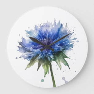 Blue Meadow Magic: Watercolor Korenbloem Kunst Grote Klok