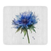 Blue Meadow Magic: Waterverf Cornflower Art Snijplank (Voorkant)