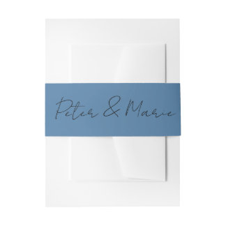 Blue Meadow Personalized Wedding Invitation Ribbon Uitnodigingen Wikkel