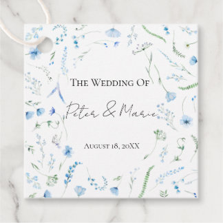 Blue Meadow Wildflower Personalized Wedding Favor Bedankjes Labels