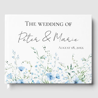 Blue Meadow Wildflower Personalized Wedding Gastenboek