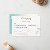 Blue Meal Choice Song Request Wedding Small RSVP Notitiekaartje (Voorkant / Achterkant in situ)