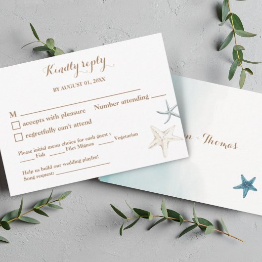 Blue Meal Choice Song Request Wedding Small RSVP Notitiekaartje