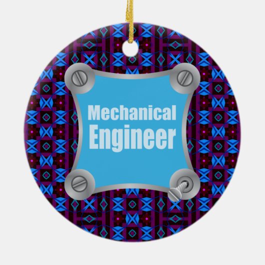 Blue Mechanical Engineer Keramisch Ornament (Achterkant)