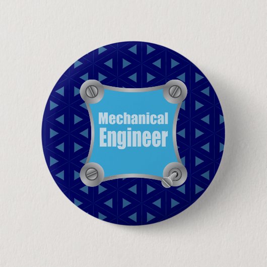 Blue Mechanical Engineer Ronde Button 5,7 Cm (Voorkant)