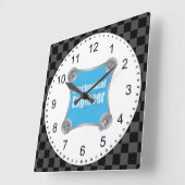 Blue Mechanical Engineer Vierkante Klok (Hoek)