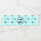 Blue media business pattern waterfles etiket (Enkel label)