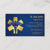 Blue Medical 3D Caduceus Gold Cross Afsprakenkaartje (Voorkant)