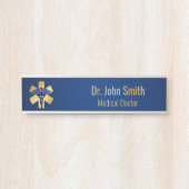 Blue Medical 3D Caduceus Gold Cross Deurbordje (Voorkant)