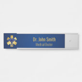 Blue Medical 3D Caduceus Gold Cross Deurbordje (Voorkant)