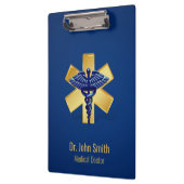 Blue Medical 3D Caduceus Gold Cross Klembord (Links)