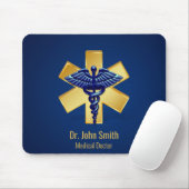 Blue Medical 3D Caduceus Gold Cross Muismat (Met muis)