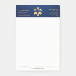 Blue Medical 3D Caduceus Gold Cross Post-it® Notes