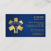 Blue Medical 3D Caduceus Gold Cross Visitekaartje (Voorkant)