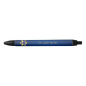Blue Medical 3D Caduceus Gold Cross Zwarte Inkt Pen (Voorkant)