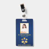 Blue Medical 3D Caduceus Gold Paramedic Foto ID Badge (Front with Clip)