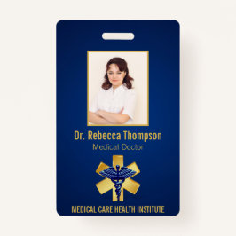 Blue Medical 3D Caduceus Gold Paramedic Foto ID Badge