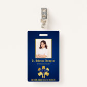 Blue Medical 3D Caduceus Gold Paramedic Foto ID Badge (Voorkant met clip)