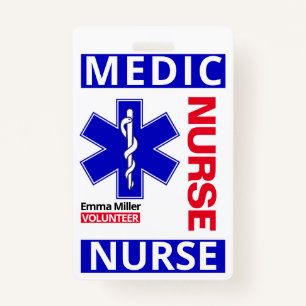 Blue Medical Doctor Custom Name ID Employee Badge