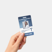 Blue Medical Employee ID Barcode, Name Badge (Handheld)