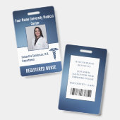 Blue Medical Employee ID Barcode, Name Badge (Voor- en achterkant)