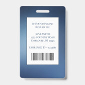 Blue Medical Employee ID Barcode, Name Badge (Achterkant)