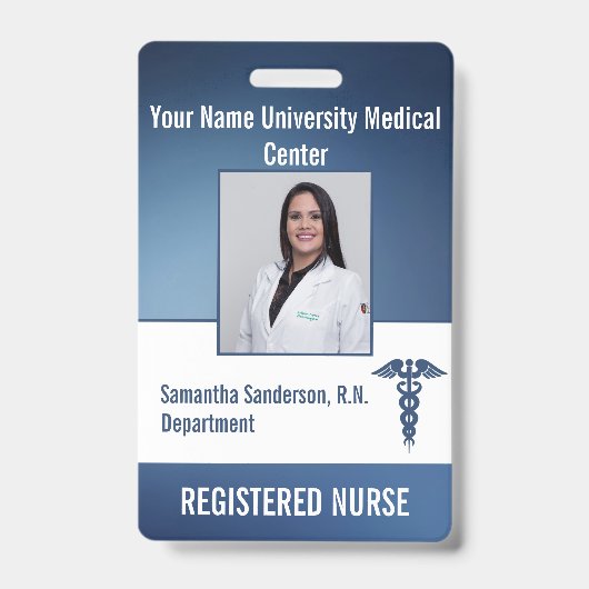 Blue Medical Employee ID Barcode, Name Badge (Voorzijde)