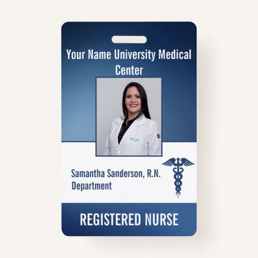 Blue Medical Employee ID Barcode, Name Badge (Voorkant)