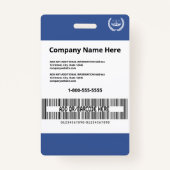 Blue Medical Professional Custom Name Employee Badge (Achterkant)