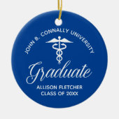 Blue Medical School Afstuderen Foto Kerst Keramisch Ornament (Voorkant)