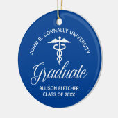 Blue Medical School Afstuderen Foto Kerst Keramisch Ornament (Links)