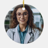 Blue Medical School Afstuderen Foto Kerst Keramisch Ornament (Achterkant)