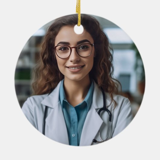 Blue Medical School Afstuderen Foto Kerst Keramisch Ornament (Achterkant)