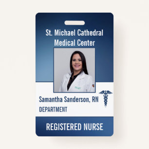 Blue Medical Security Employee ID Barcode, Name Badge