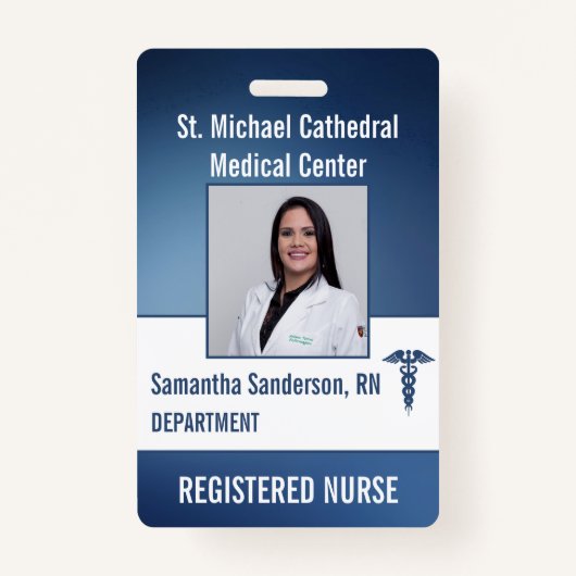 Blue Medical Security Employee ID Barcode, Name Badge (Voorkant)