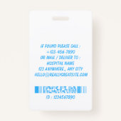 Blue Medical Staff Photo Badge Template (Achterkant)