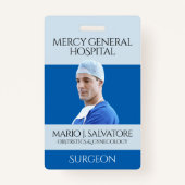 Blue Medical Surgeon Doctor Caduceus Hospital Badge (Voorkant)