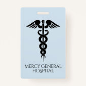 Blue Medical Surgeon Doctor Caduceus Hospital Badge (Achterkant)
